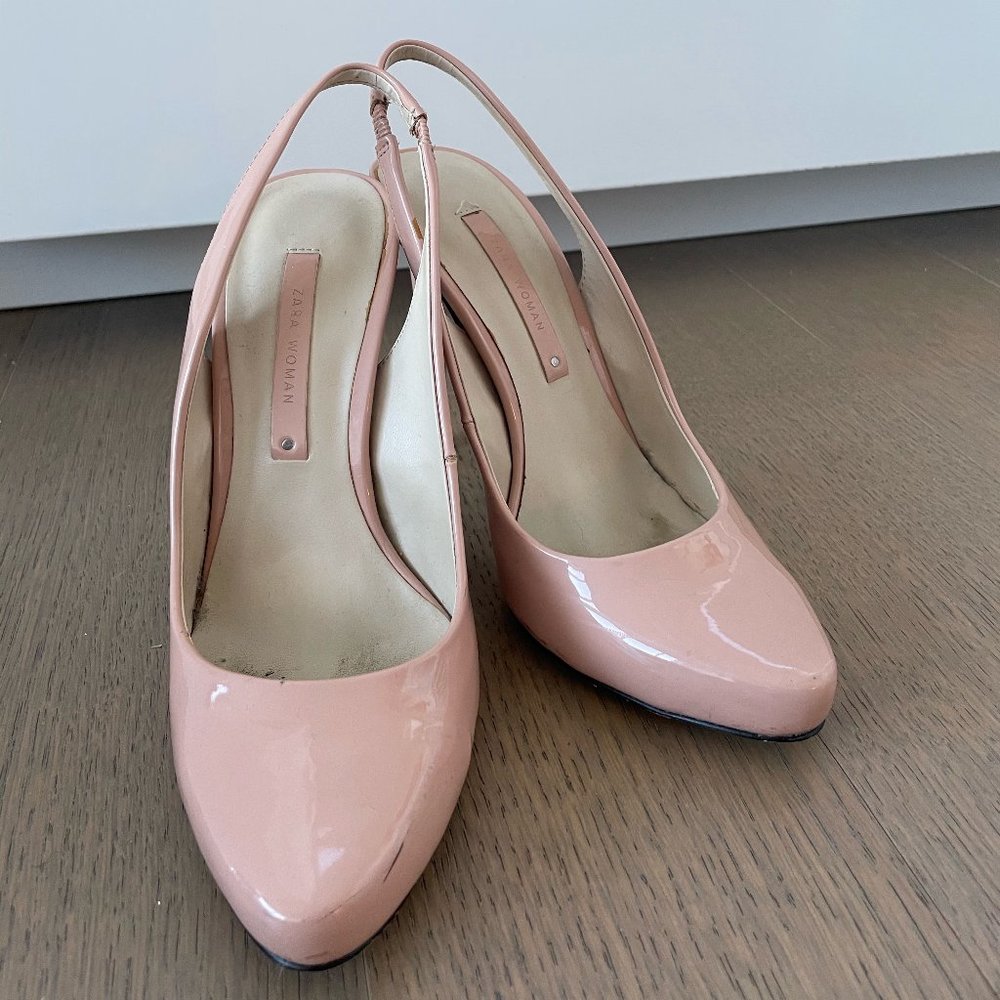 Pink Zara Slingback Heels